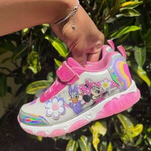 Pink and Silver Minnie Mouse Kids Sneakers